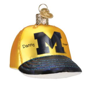 Image of University Of Michigan Wolverines 3-D Glittered Glass Cap Ornament
