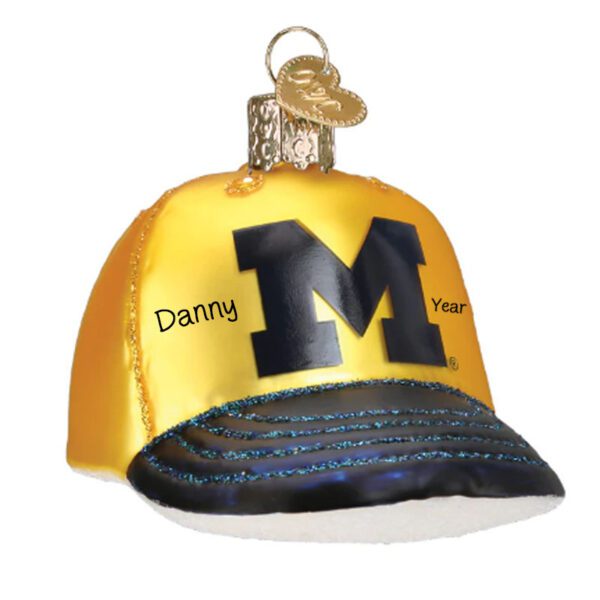 University Of Michigan Wolverines 3-D Glittered Glass Cap Ornament