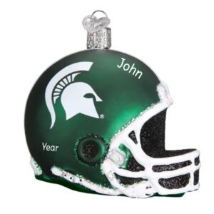 Image of Michigan State Spartans 3-D Glittered Glass Helmet Ornament