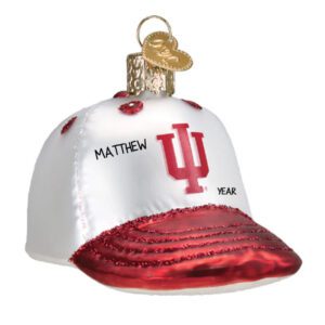 Indiana University Hoosiers 3-D Glittered Baseball Glass Cap Ornament