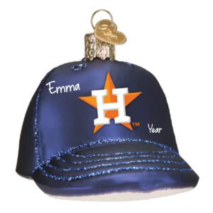 Personalized Houston Astros 3-D Glittered Baseball Glass Cap Ornament