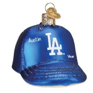 Personalized Los Angeles Dodgers 3-D Glittered Baseball Glass Cap Ornament