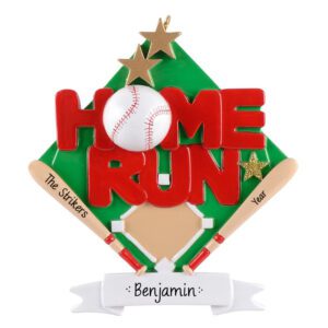 Image of Personalized HOME RUN  Baseball Gold Stars Ornament