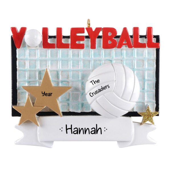 Personalized VOLLEYBALL Gold Stars And Net Ornament