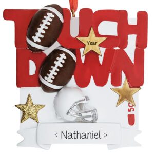 Image of Personalized Football TOUCHDOWN Gold Stars Ornament