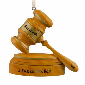 Personalized Passed The Bar Gavel And Block Ornament