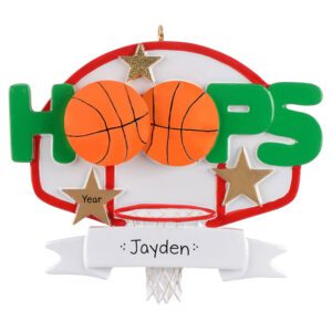 Image of Personalized Basketball HOOPS Gold Stars Ornament