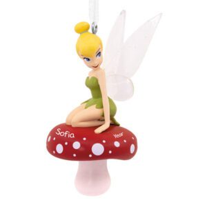 Personalized Tinker Bell On Red Mushroom 3-D Ornament