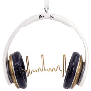 Personalized Music Lover WHITE Headphones 3-D Ornament