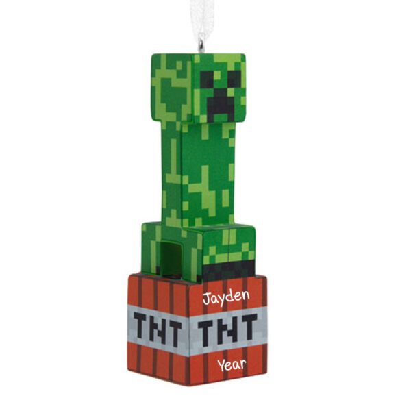 Personalized Minecraft Creeper On TNT Block 3-D Ornament