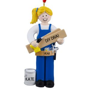 Personalized DIY FEMALE Holding Drill Ornament BLONDE