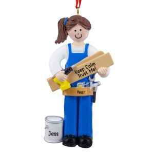 Personalized DIY FEMALE Holding Drill Ornament BRUNETTE