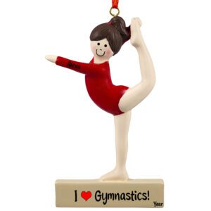 Image of Personalized BRUNETTE Gymnast On Balance Beam Ornament