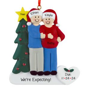 EXPECTING Couple With Christmas Tree Personalized Ornament