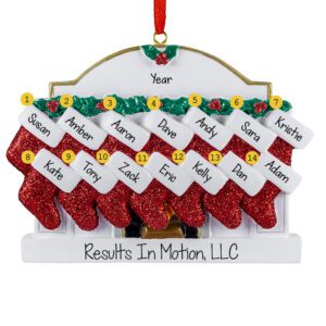 Team Or Group Of 14 Glittered Stockings Fireplace Personalized Ornament