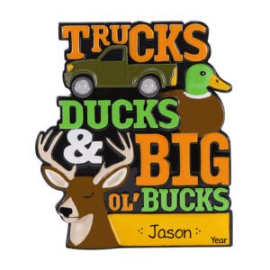 Personalized Trucks, Ducks & Big Bucks Hunting Ornament