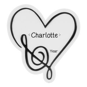 Image of Personalized Treble Clef And Heart Music Ornament