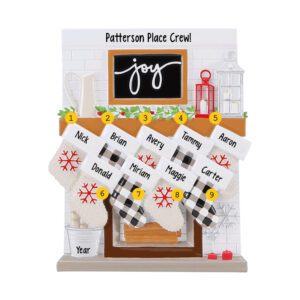 Workplace Or Group Of 9 Festive Mantle With Stockings Ornament