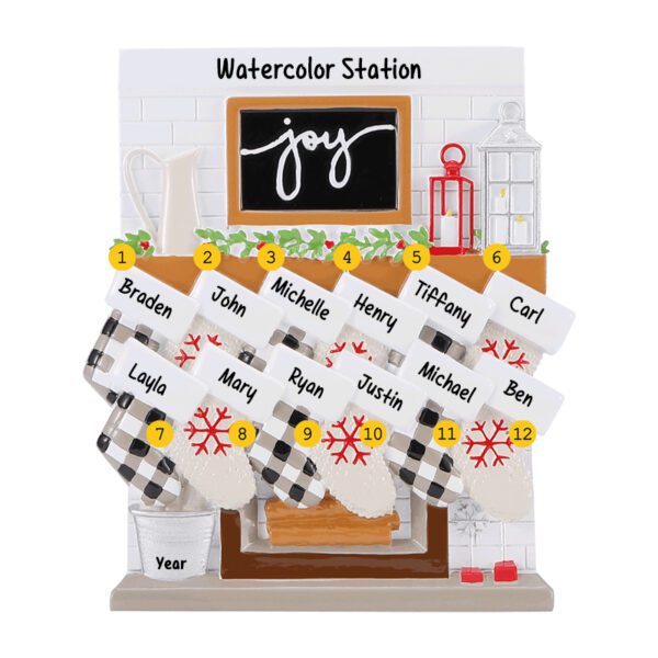 Workplace Or Group Of 12 Festive Mantle With Stockings Ornament