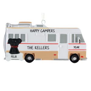Personalized RV Motorhome With Pet Happy Campers Ornament