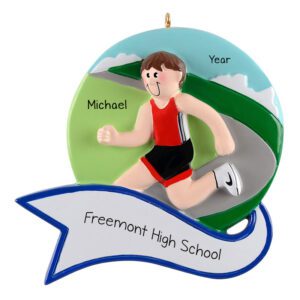 Personalized Running MALE On Track Team Ornament