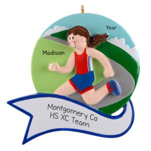 FEMALE On Track Team Running Personalized Ornament