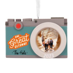 Image of Personalized 2023 Vacation Memories Photo Frame Camera Ornament