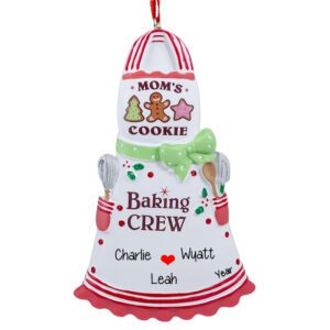Image of MOM'S COOKIE CREW White Holiday Apron Personalized Ornament