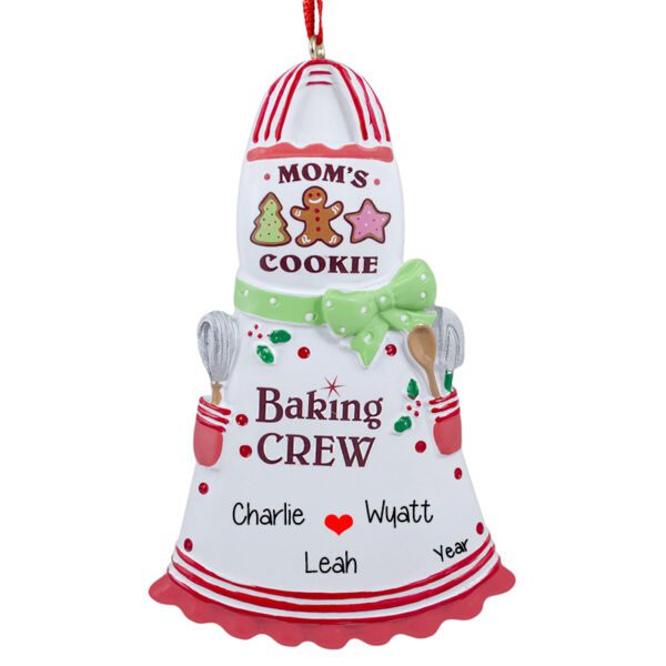 MOM'S COOKIE CREW White Holiday Apron Personalized Ornament