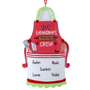 GRANDMA'S BAKING CREW Red Holiday Apron Personalized Ornament