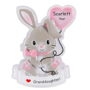 Personalized Cute Bunny Granddaughter Ornament PINK