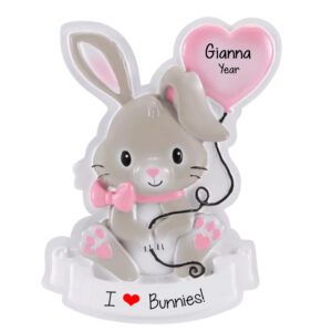 Personalized I Love Bunnies Ornament PINK