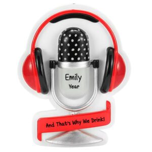 Personalized Podcast Microphone And Headphones Ornament