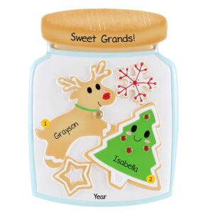 Personalized 2 Cute Grandkids Decorated Cookies In Jar Ornament