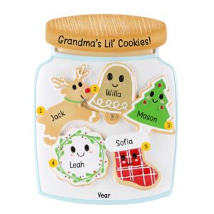 Personalized 5 Grandkids Decorated Cookies In Jar Ornament