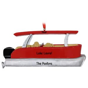 Personalized Pontoon Boat Souvenir Keepsake Ornament RED