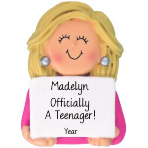Personalized Officially A Teenager Girl Ornament BLONDE