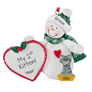 Image of My 1st Pet Snowman With Heart Personalized Ornament