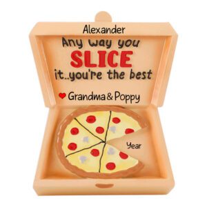 Image of Personalized Best Grandson Pizza Box Ornament