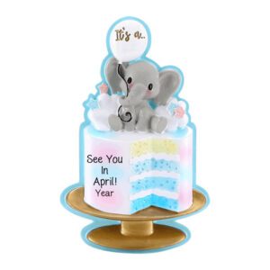 Image of Personalized It's A BOY Cute Elephant Gender Reveal Ornament BLUE