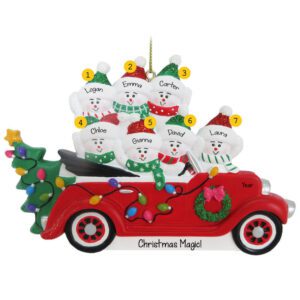 Personalized Family Of 7 CONVERTIBLE Car Glittered Ornament