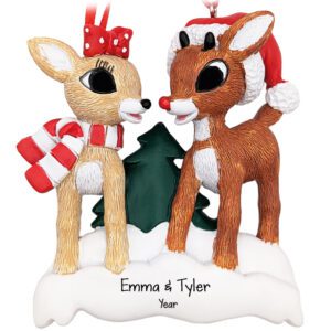 Image of Personalized Rudolph And Clarice Cute Reindeer Couple Ornament