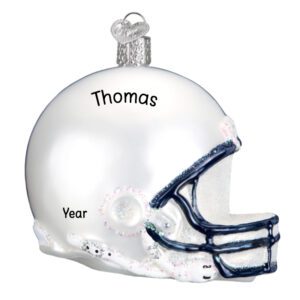 Penn State Football Helmet Glittered Glass 3-D Personalized Ornament