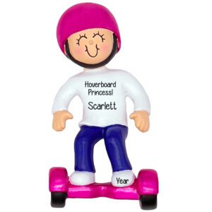 Hoverboard Princess GIRL Wearing PINK Helmet Personalized Ornament