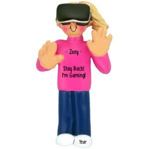 Image of Personalized GIRL Wearing VR Goggles Ornament BLONDE