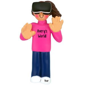 GIRL Gaming Virtual Reality Goggles Ornament BRUNETTE