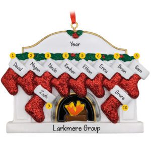 Personalized Work Group Or Team Of 10 Glittered Stockings Ornament