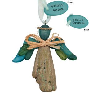 Personalized Shimmering Beach Angel Memorial Ornament