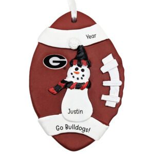 Image of University Of Georgia Bulldogs Snowman Football Ornament
