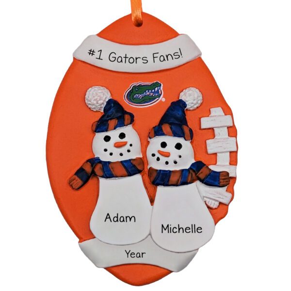 University Of Florida Snow Couple On Football Ornament